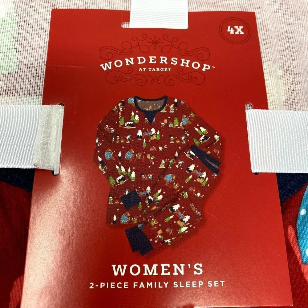 Target Women's Plus Sz 4X Holiday Gnomes Matching Family PJ Set Wondershop™ Red - Picture 4 of 5